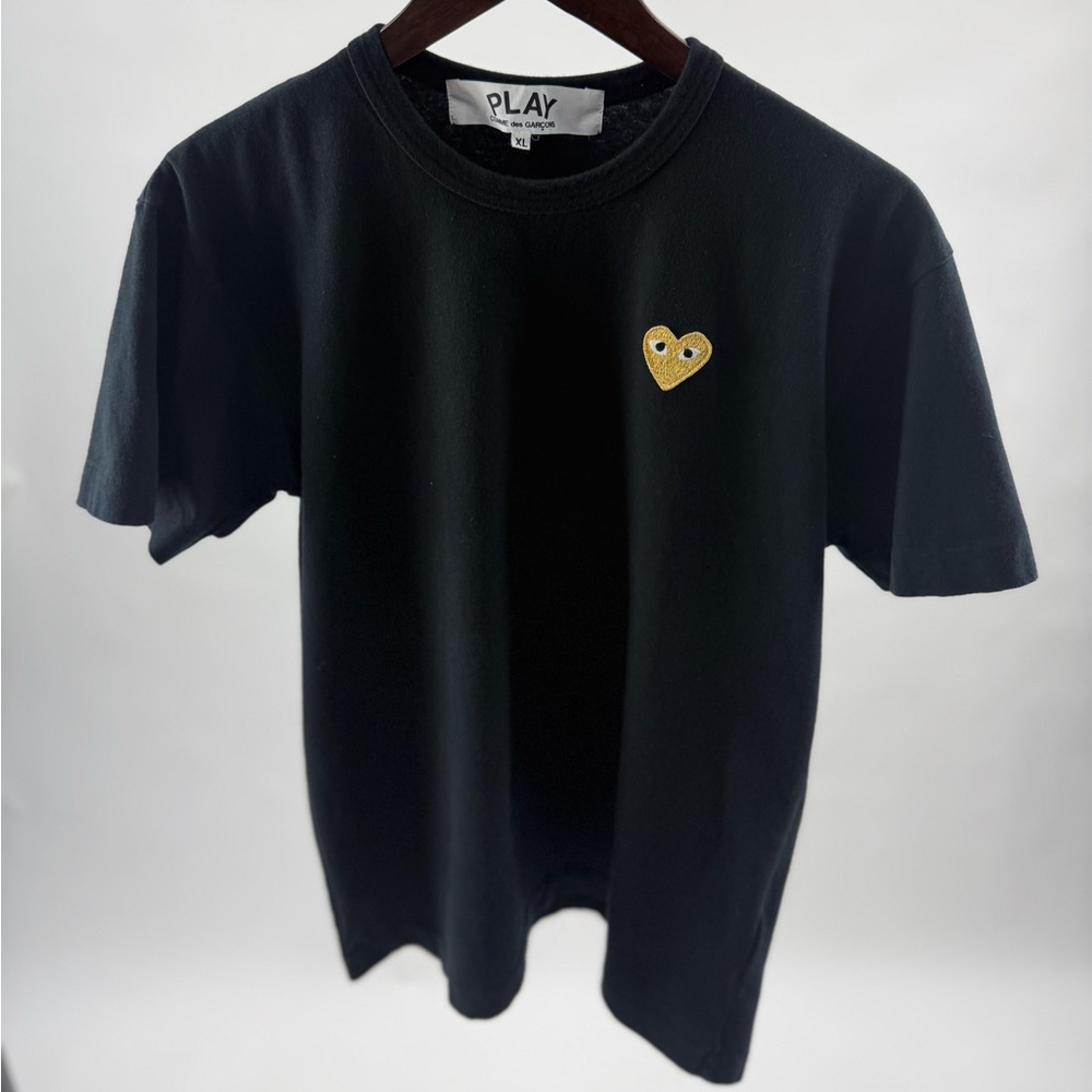Comme des Garçons PLAY Black T-Shirt with Gold Heart Patch